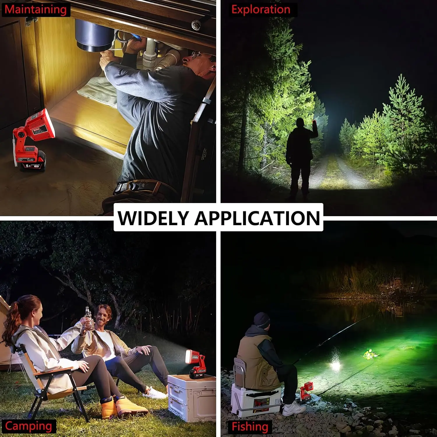 18V LED Flashlight for Milwaukee M18 18v Battery 18W LED Work Light LED Battery