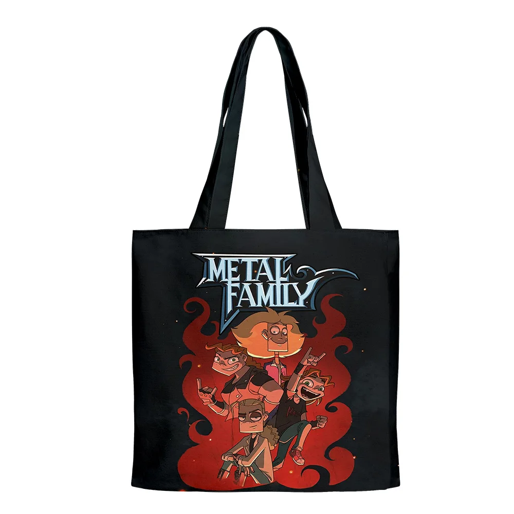 Metal Family Cartoon New Bag Shopping Bags Reusable Shoulder Shopper Bags Casual Handbag