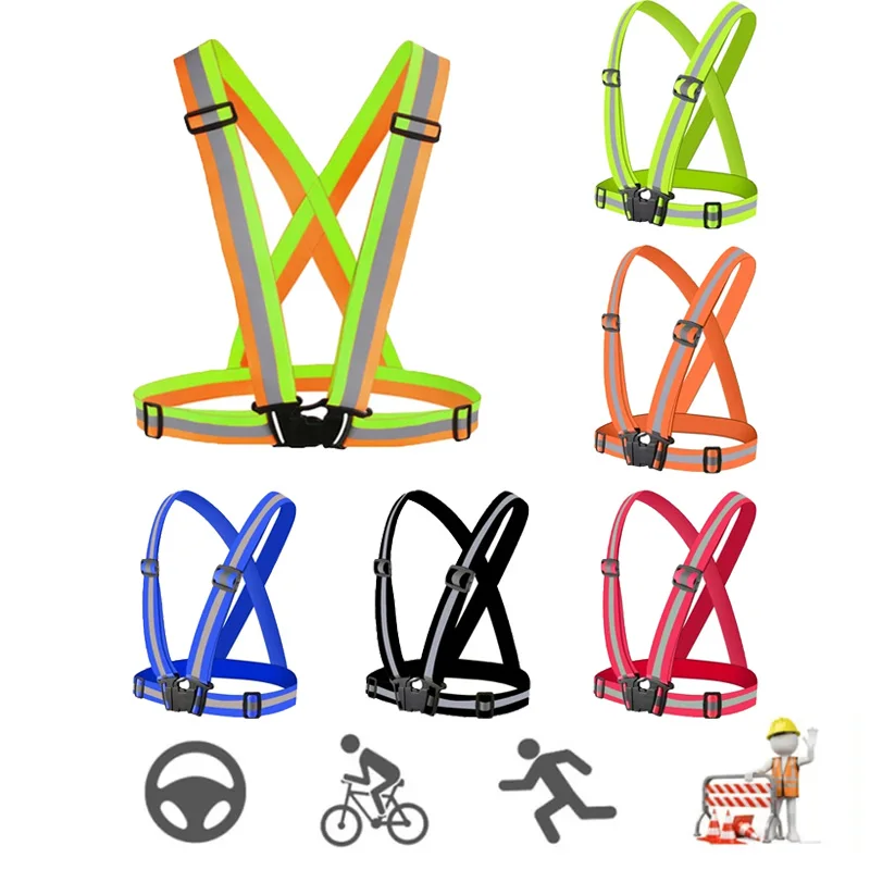 Cycling Highlight Reflective Straps Night Work Security Running Reflective Straps High Visibility Adjustable Vest reflective safety vest reflective belt