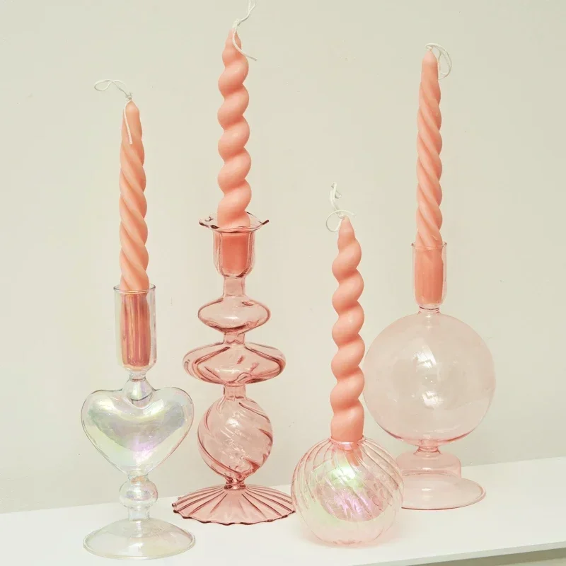 Decorative Candle Holders Colorful Glass Flower Vase for Home Decoration Wedding Decoration Centerpieces Candlestick Gift candle holders