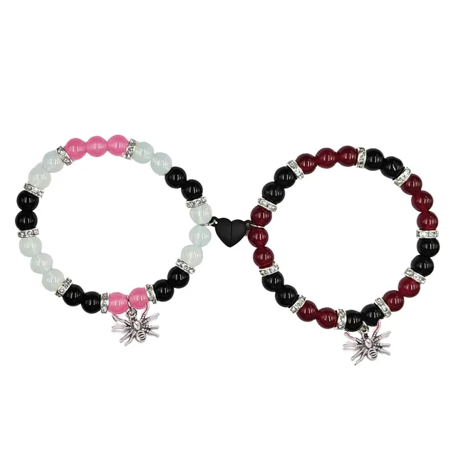 Bracelets d'amitié assortis araignée pour Couples Bracelets porte-bonheur araignée Bracelets d'amitié magnétiques pour 2 Bracelets d'Halloween