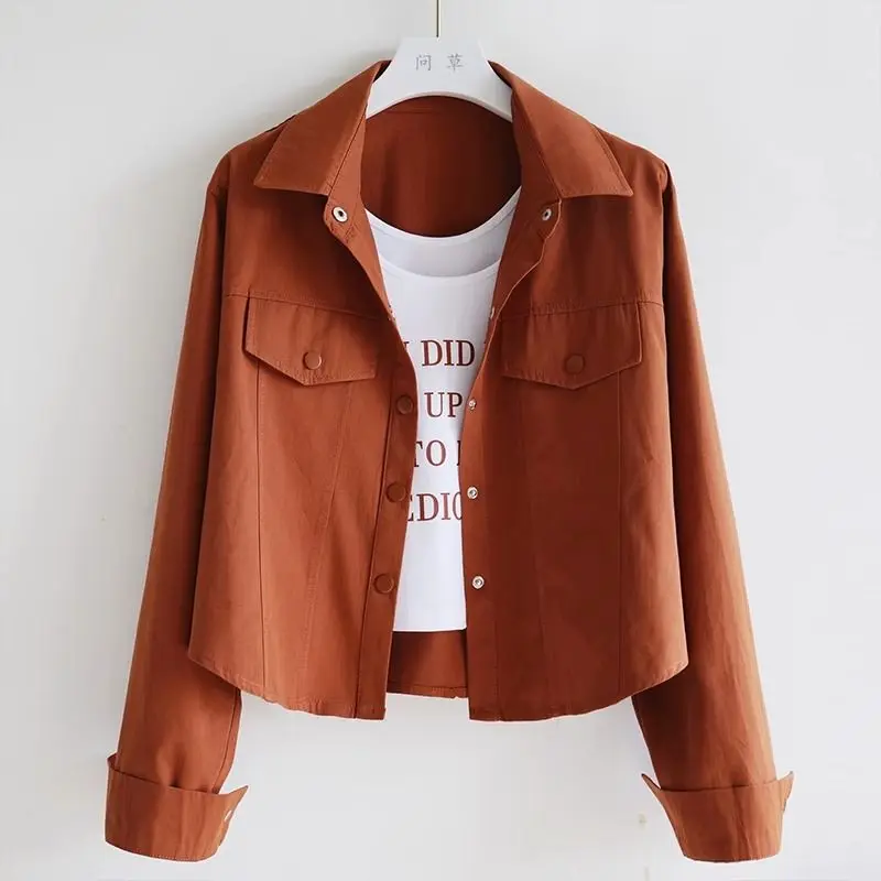 Elegant Fashion Harajuku Slim Fit Female Clothes Loose Casual All Match Outerwear Solid Button Thin Style Long Sleeve Tops Women