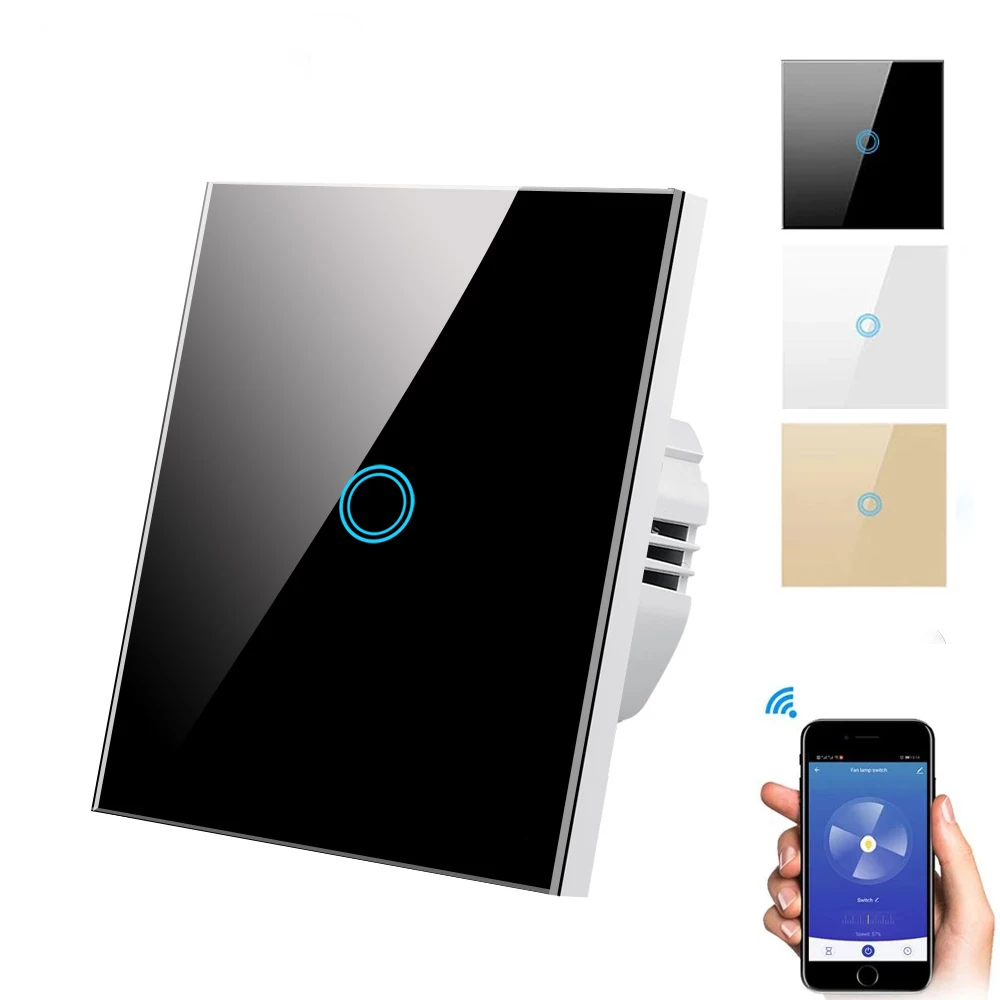 

Touch switch power supply EU standard tempered crystal glass panel LED waterproof smart home wall switch sensor AC100-240V