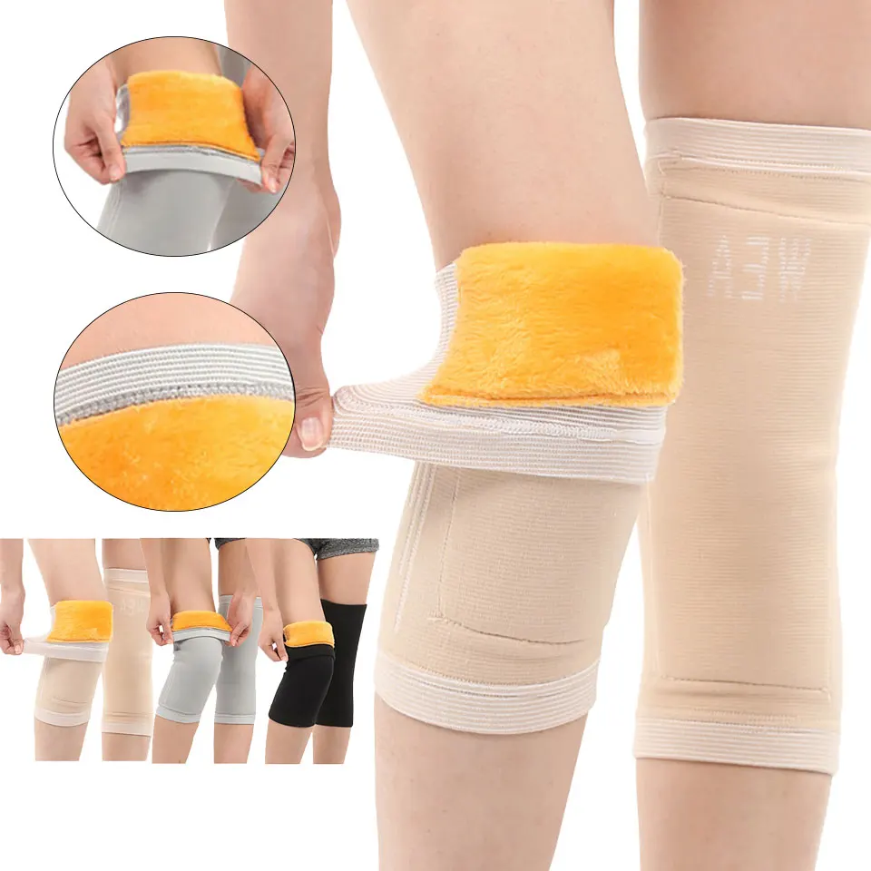 

1Pair Winter Elderly Warm Thicken Plus Velvet Kneepads Cold Protection Joint Pain Relief Breathable Knee Brace Support Gear