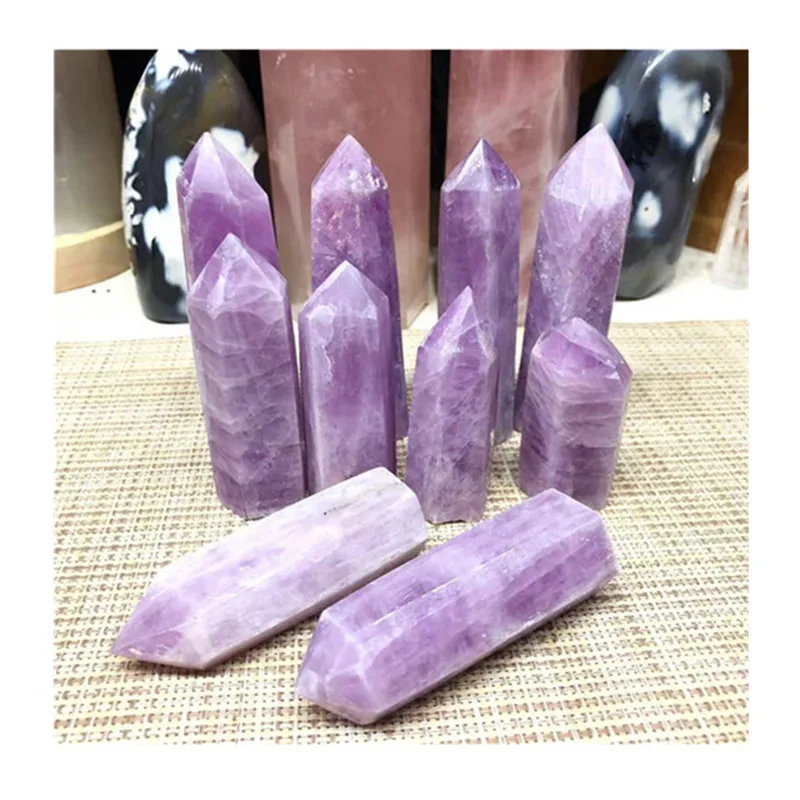 

Натуральный Полированный фиолетовый кунцит, палочка, точечная башня, хрустальные камни для продажи