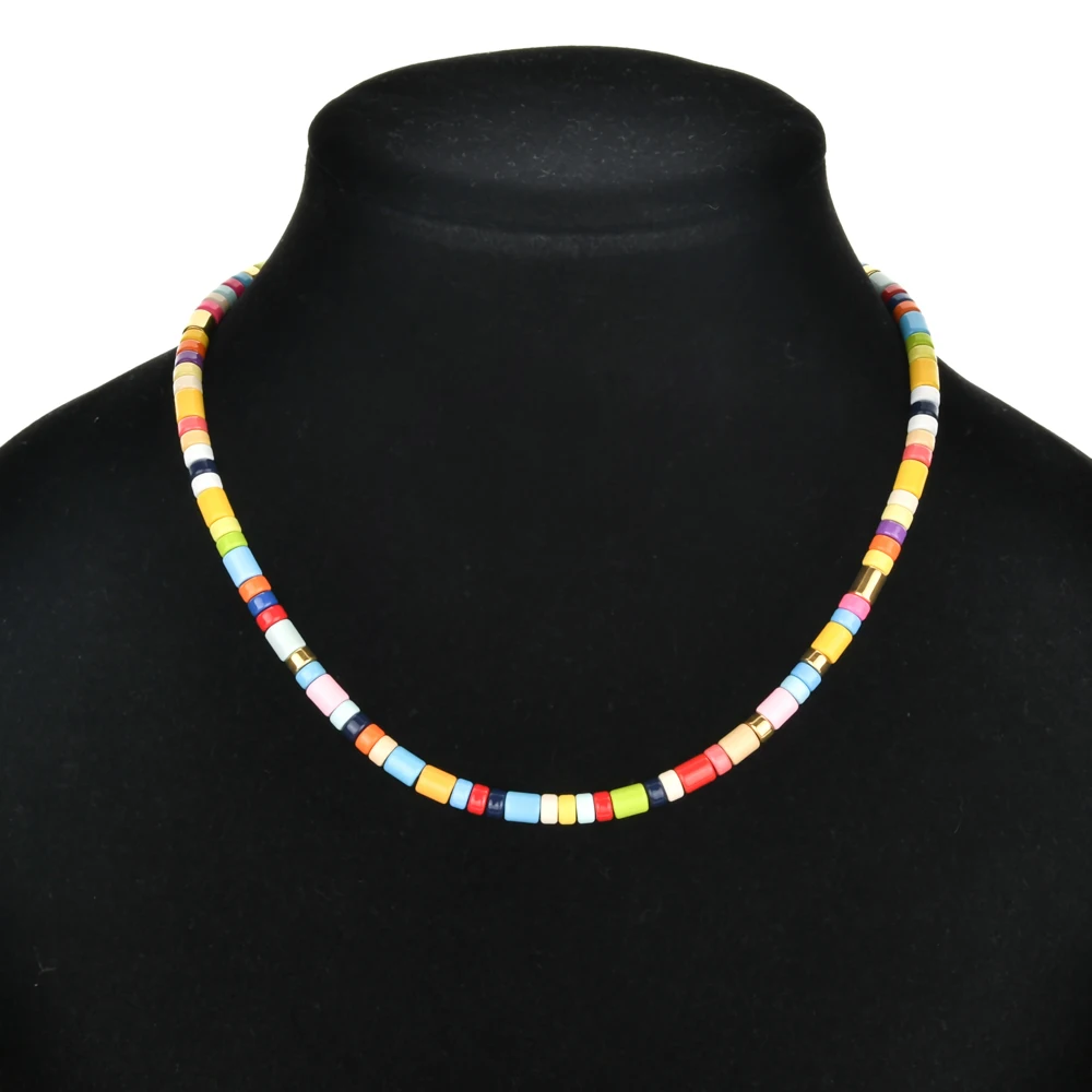 Boho Rainbow Beaded Necklaces For Women Jewelry Wholesale