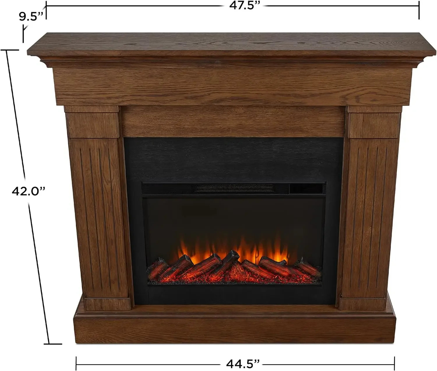Crawford Fireplace, Real Flame, Chestnut Oak, 8020E