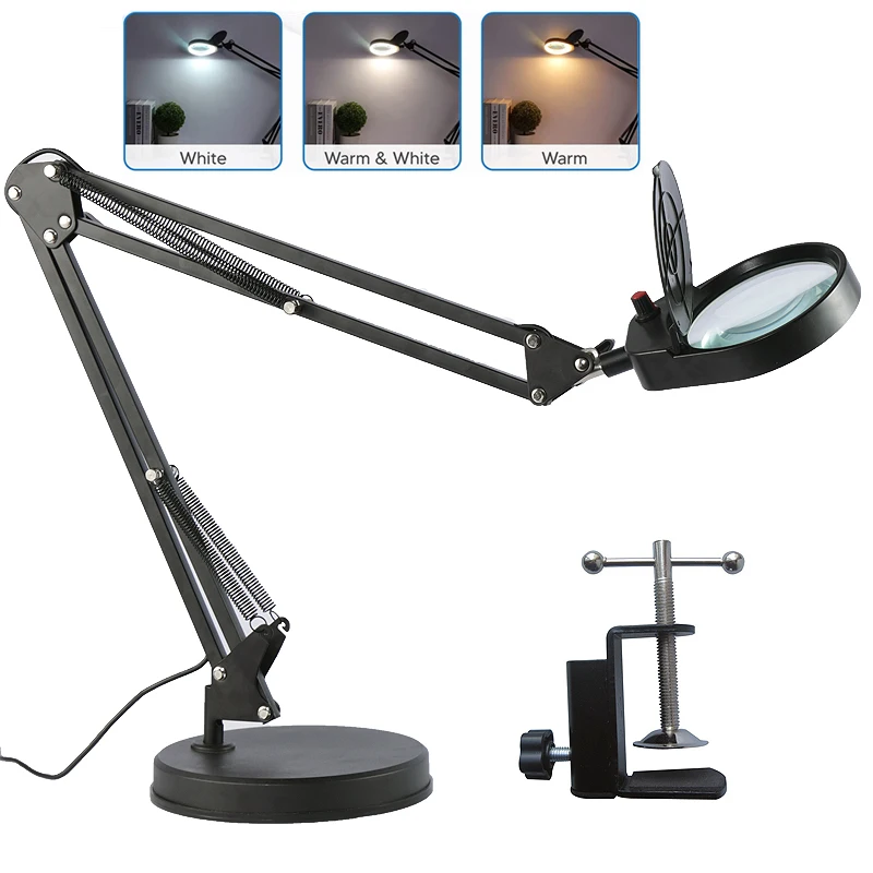 Led Helping Hand Clamp Magnifying Glass Soldering  Table Magnifying Glass  Light - Magnifiers - Aliexpress