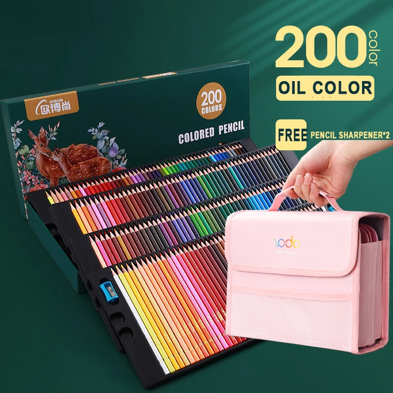 200/180/150/120/72/48/24Colors Oil/Water Color Pencil With Storange Bag Artistic Color Sketch Wood Pencils Set School Supplies a5 retro password diary notebook with creative design japanese korean style thickened paper for artistic stationery