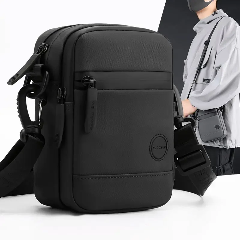 Nylon Crossbody Bag for Men with USB Headphone Jack