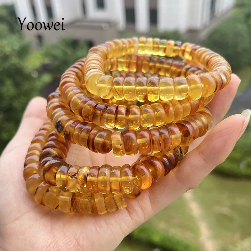 Bracelet ambre bébé baroques cognac