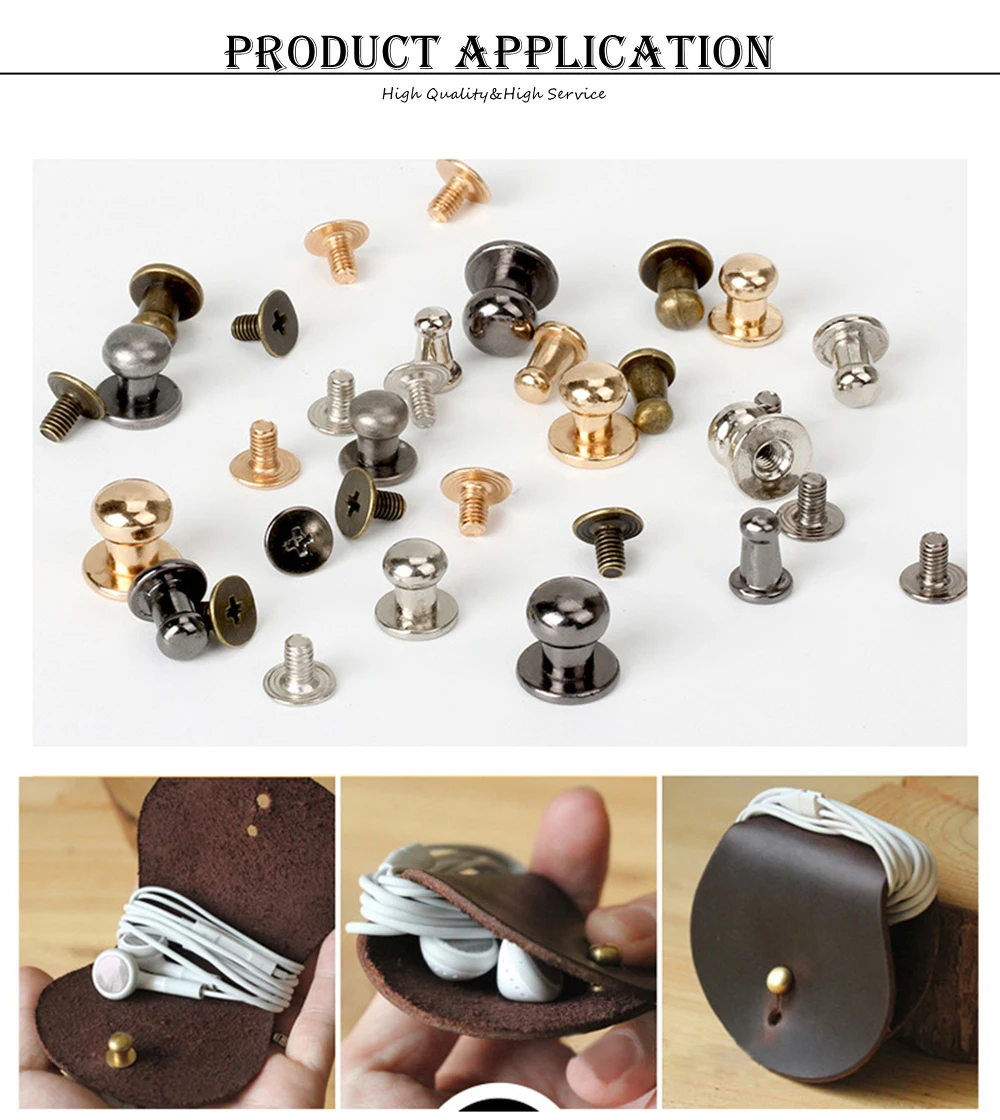 10 Sets Metall-Legierung Knopfschrauben Nieten DIY Handwerk Ledergürtel Uhrenarmband Runde Mönchskopf-Dekor Nägel Schnallen – Detail 7