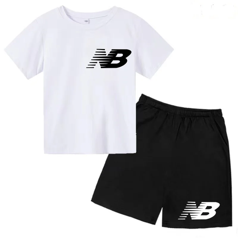 Kids Summer T-shirt Shorts Set Multi-colored Boys and Girls Ages 3-13 Casual 2-piece Set The Preferred Children's Gift