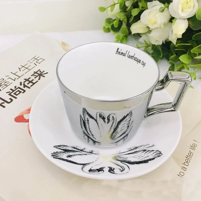 

Hot!! The Mirror Collection Animal Reflection cup Elephant/Swan/Tiger Coffee mug Bone China Ceramics Breakfast water bottle