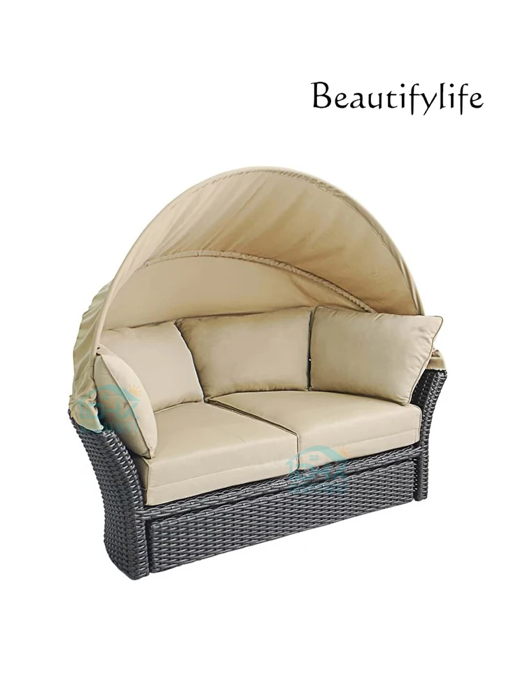 

Outdoor Rattan Recliner Creative Rotatable Balcony Courtyard Lazy Sofa Large round Bed Outdoor Lying Bed