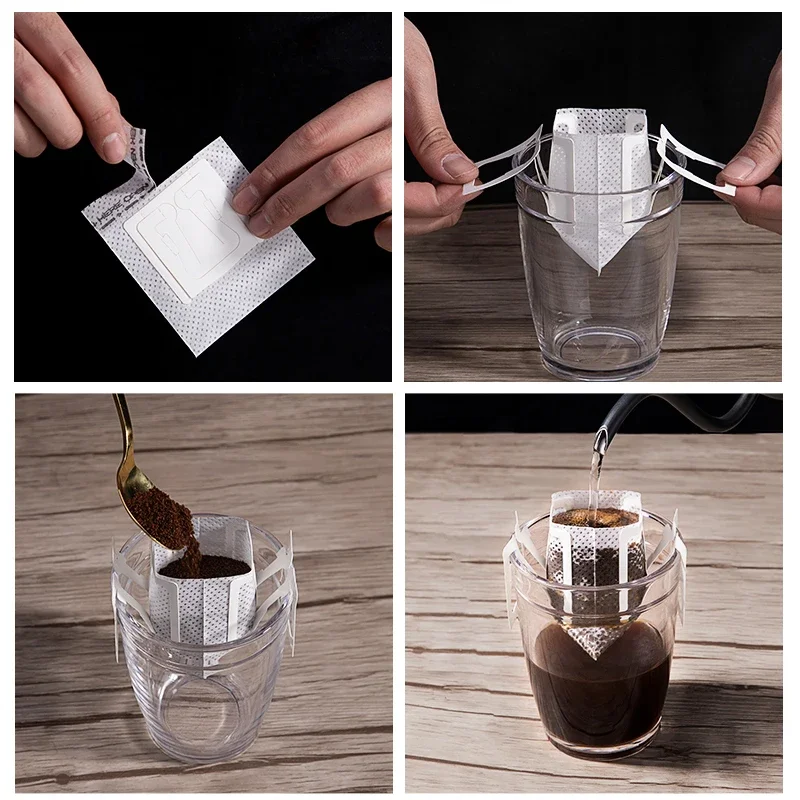 Description Picture 3 of item50pcs Coffee Filter Paper Bags Disposable Drip Coffee Bag Handle Hanging Ear Espresso Coffee Accessories Tea Tool