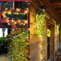 2M Green Leaf String Lights Artificial Ivy Vine Fairy Light Wedding Party Decoration Christmas Home Room Decor Wall Plant Wreath 3
