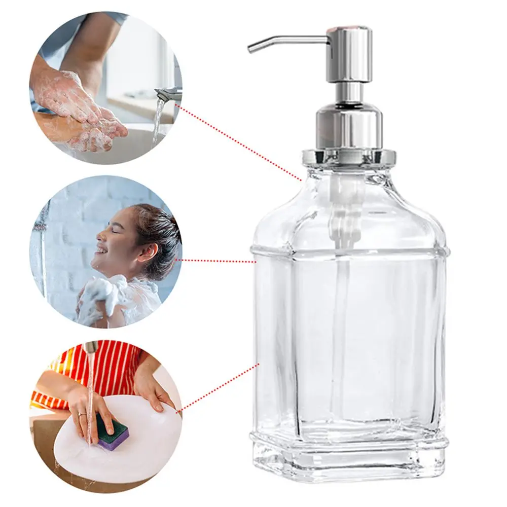 Soap Dispenser Press Type Thick Glass Stainless Steel Pump Liquid Foam Machine Clear Labels Washing Hand Separate Bottle soap dispenser,soap pump