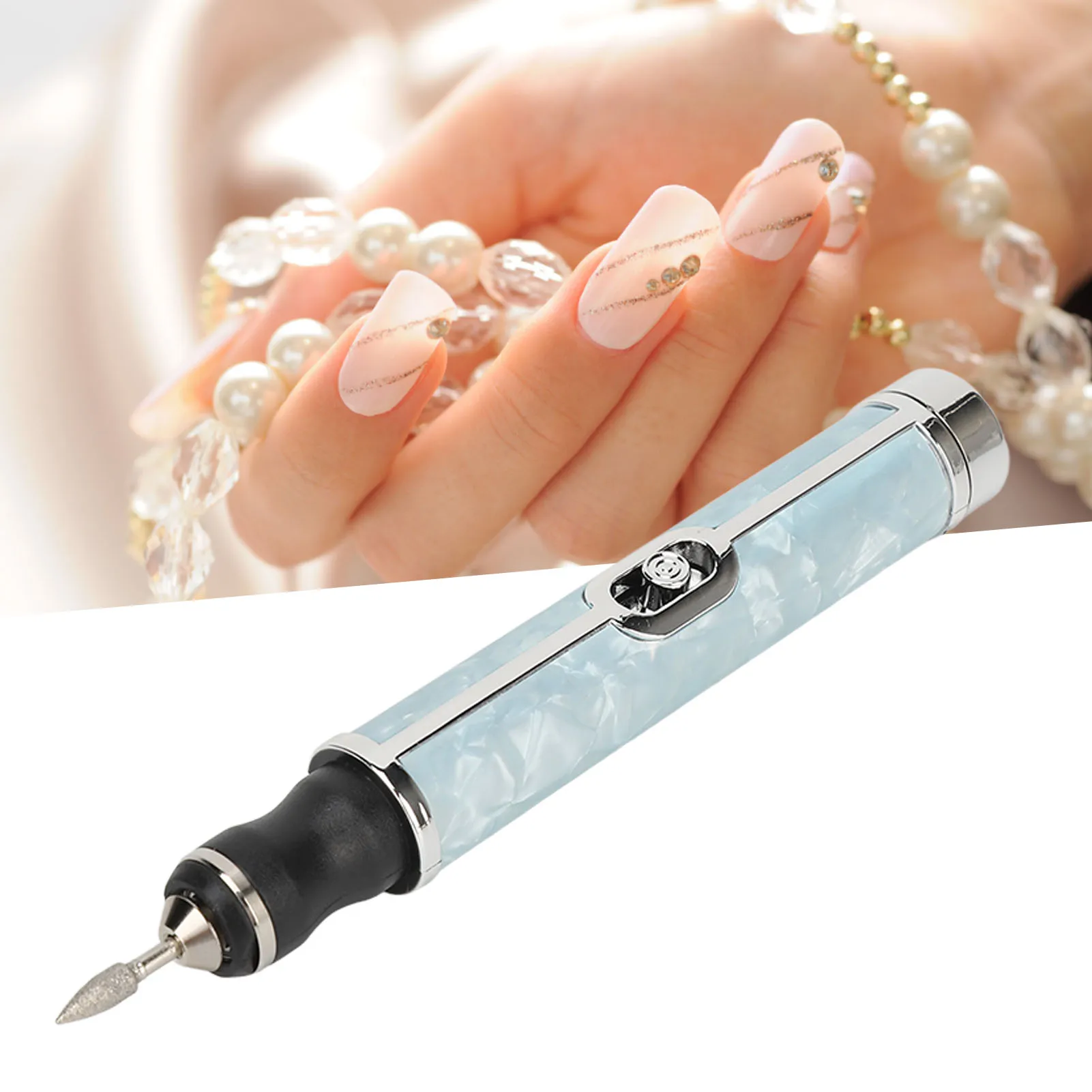 

Electric Nail Polishing Machine USB Charging 20000RPM Cordless Low Noise Nail Drill Grinding Machine with 5 Grinding Bits