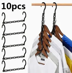 10-Piece Space-Saving Magic Hanger Set - Sturdy Plastic Clothes Organizer (10pcs Black B3269B)