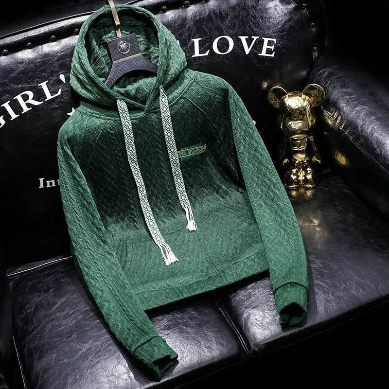 

Sweatshirts for Man Green Graphic Aesthetic Men's Clothing Hooded Loose Hoodies Sweat Shirt New in Warm No Brand Emo Simple Xxl