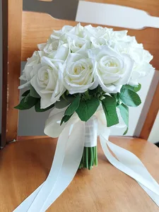 Свадебные букеты, белая свадебная искусственная Роза, бутоньерка, свадебные аксессуары
