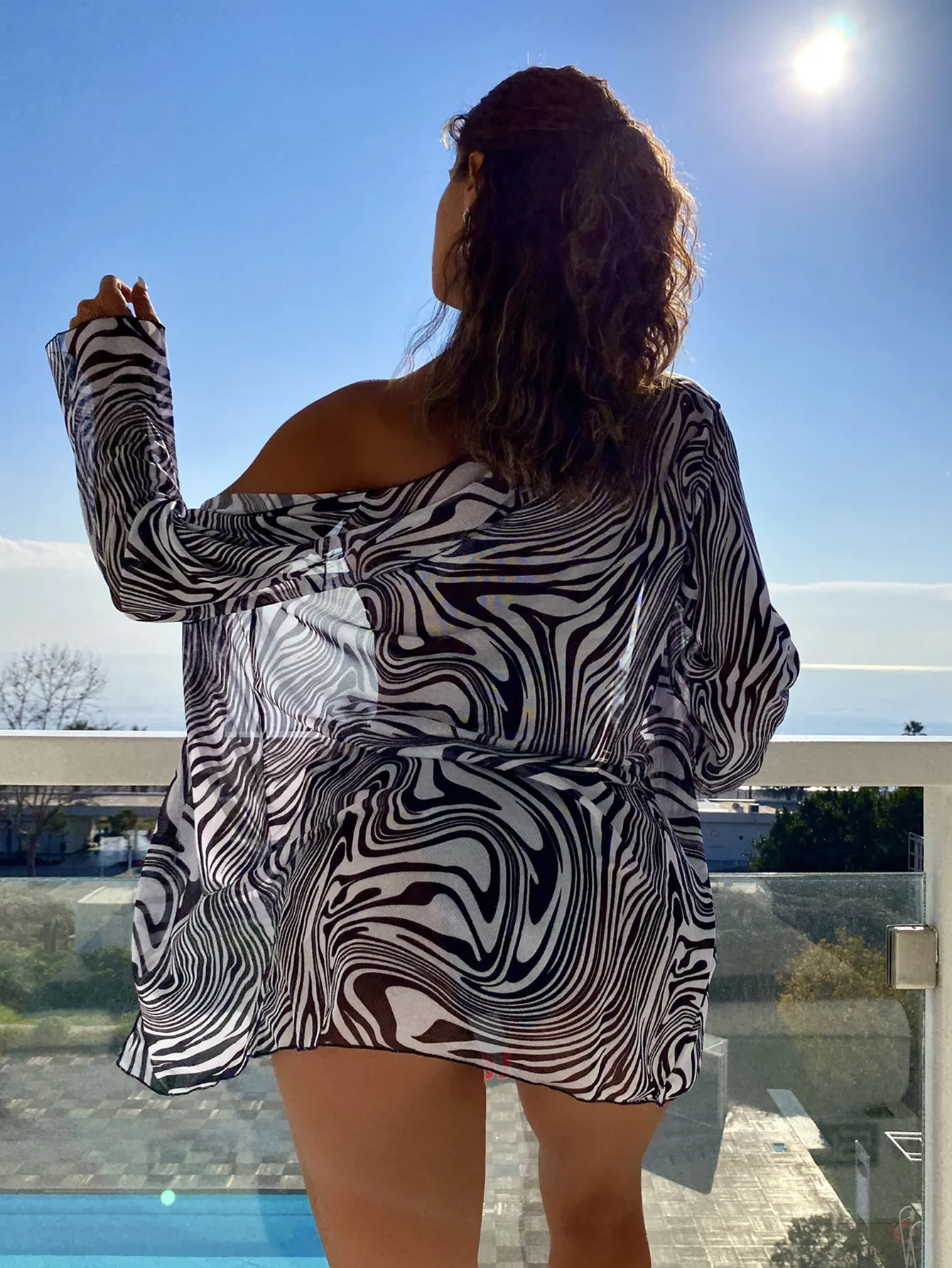 

2022 Women Zebra Print Cover-up 3-piece Solid Bikini Set Wrapped Padded Triangle Swimsuit Female Lace-up Swimwear Biquini Bather