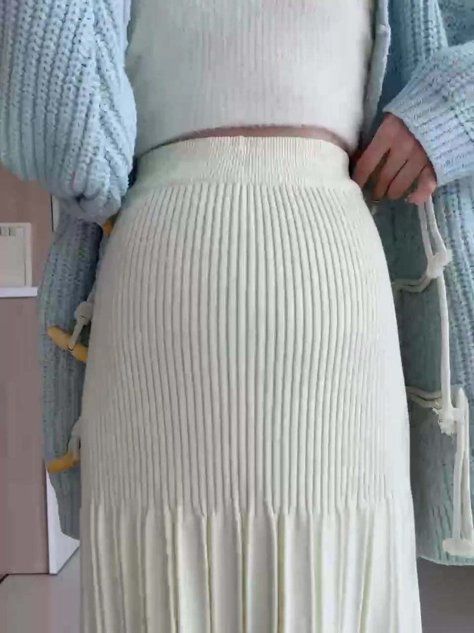 Maternity Clothing Autumn Winter New Knitted Wool Pleated Skirt Casual Slimming Loose A-line Skirt for Pregnant Women Pregnancy