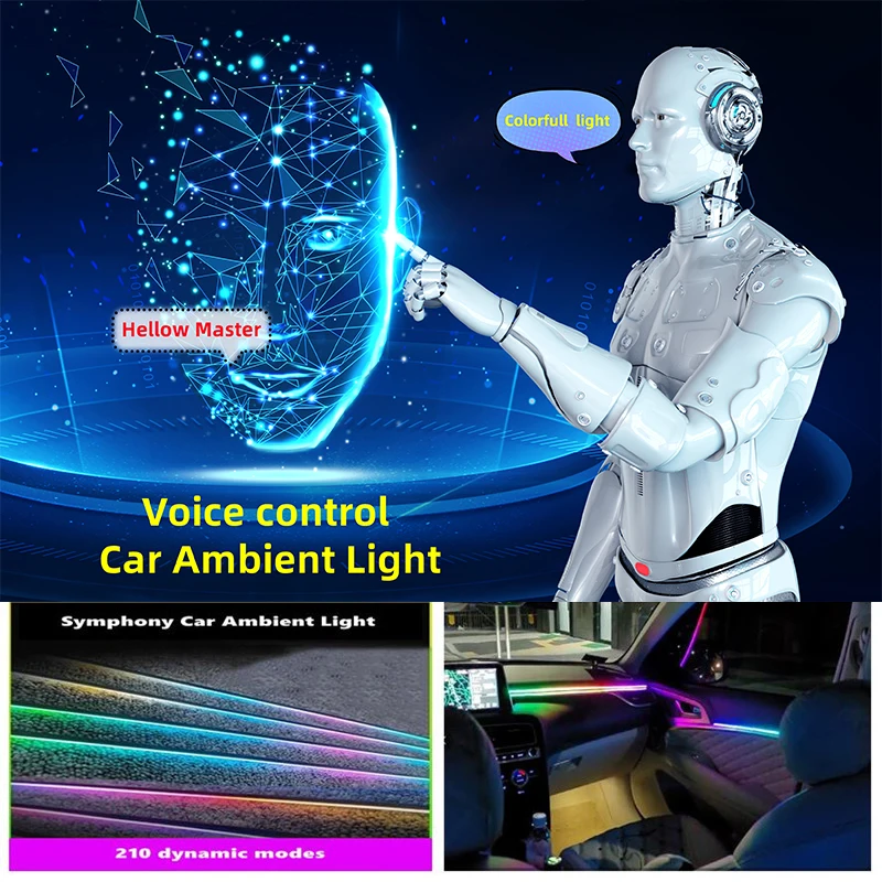 18 in 1 Symphony Car Ambient Light Dynamic Streamer Mode Zone App Control  Car Footlight Ambient Light LED Acrylic Light Guide - AliExpress