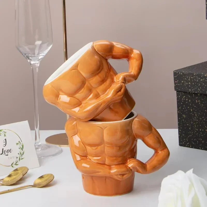 Muscle Man Coffee Mug - قدح قهوة على شكل رجل مفتول...