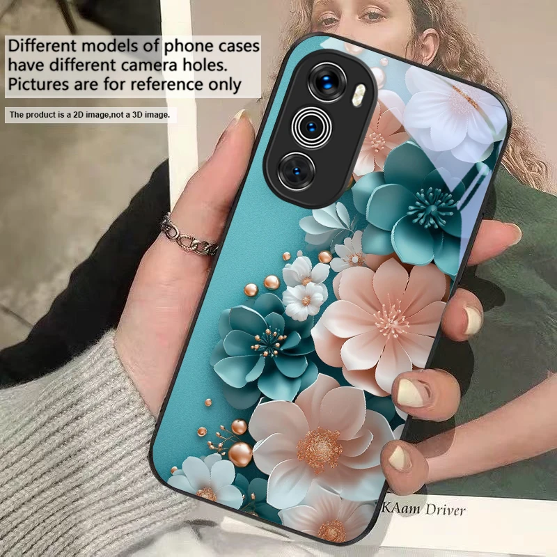 Purple Tulip Pattern Glass Phone Case