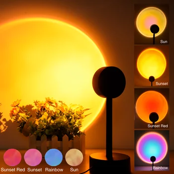 USB Sunset Light LED Rainbow Neon Night Lamp Sunset Projector Self Photography Light Wall Atmosphere Lighting For Bedroom Decor 1