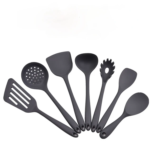 Popular Healthy Silicone Rubber Kitchenware 7pcs/Set Cooking Ladel Pasta  Grab Family Restaurant Kitchenware Set