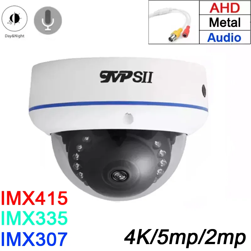 15pcs Infrared Led 4K 8mp IMX415 5mp Indoor Explosion-proof White Metal Cmos Audio Dome Hemispher Surveillance AHD CCTV Camera