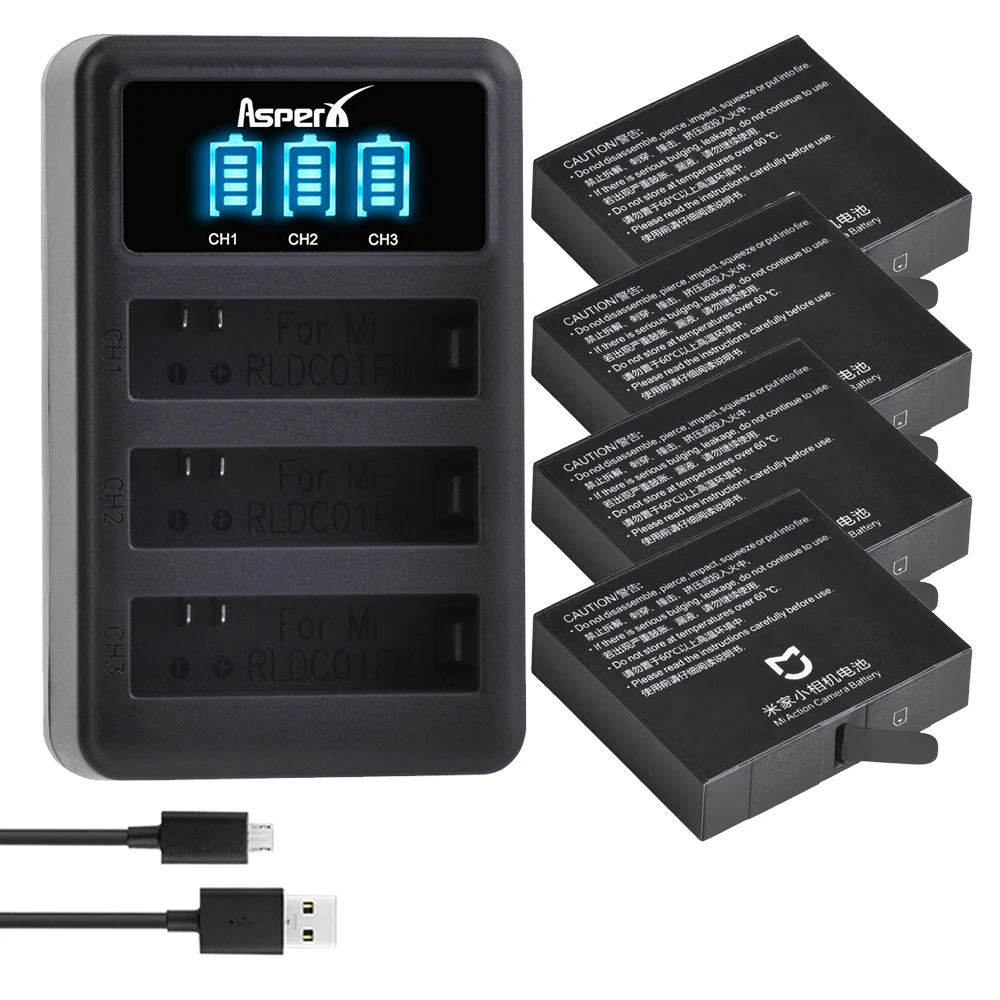 Battery & Charger For Xiaomi Mijia 4k Action Mini Camera