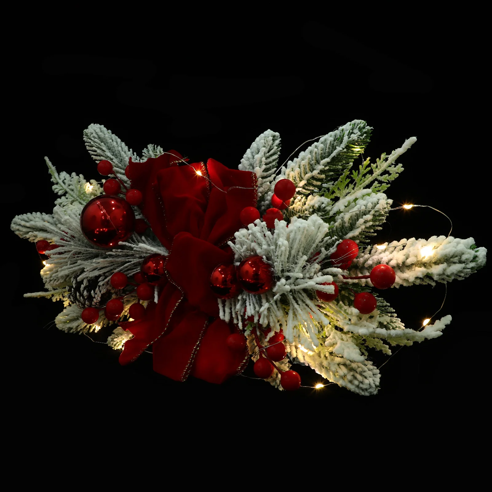 

Christmas Teardrop Swags Prelit Stairs Garland Swag Wreath Front Door Hanging Pre-Lit Stairway Trim Ornaments Holiday