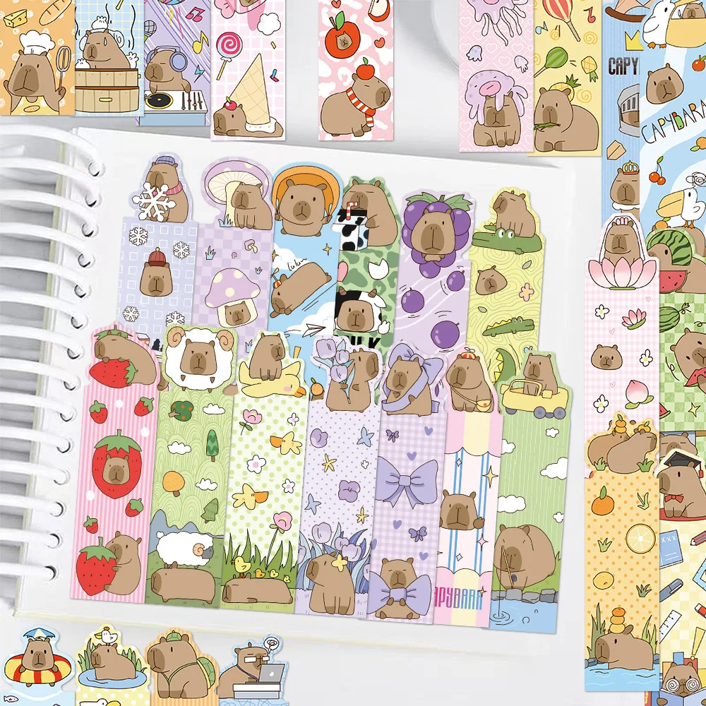30 Cute Cartoon Capybara Bookmark Small Niche Decoration Reading Book Bookmark Desk Hand Account Portable Animal Bookmark Bookmarks Stationery Supplies Bookmark Holder