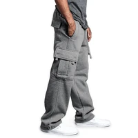 Pantalons de survêtement pour hommes, coupe droite, jogging pour le sport et le Streetwear, ample, surdimensionné, avec cordon de serrage, pantalons longs multi-poches 1