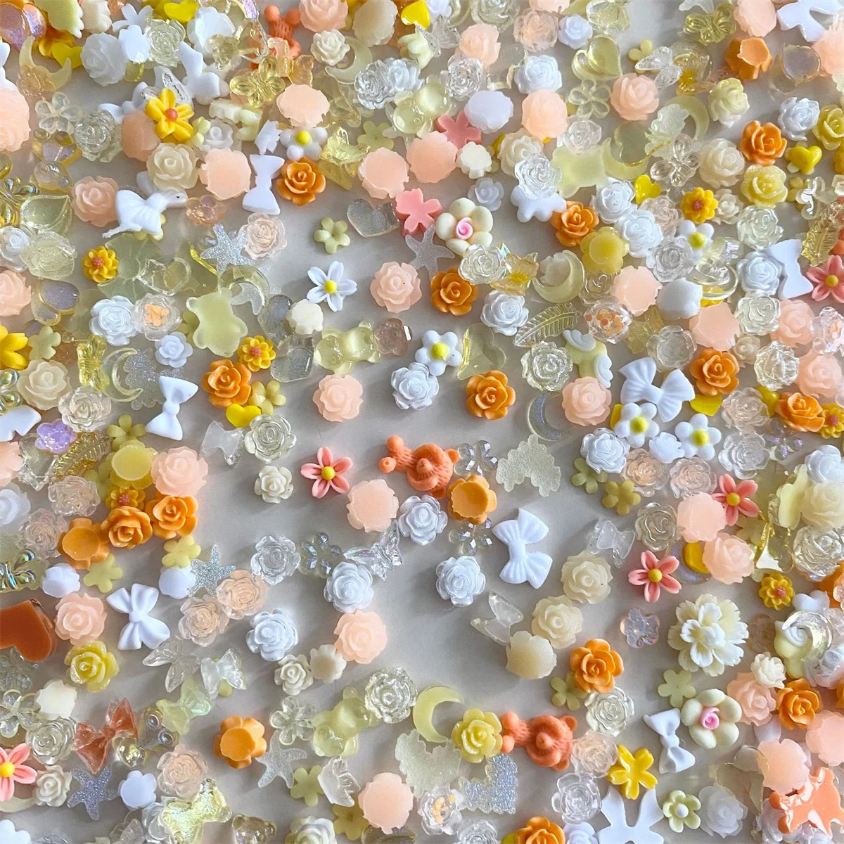 Description Picture 5 of itemOne Box 3D Kawaii Colorful Mixed Ranbom Resin Nail Art Charms Flower Bow Heart Nail Rhinestones Decorations DIY Nail Accessories