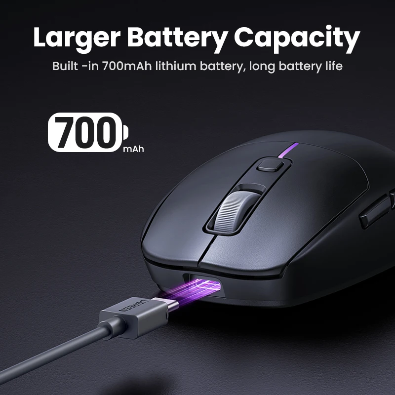 Ugreen-mouse para Jogos sem Fio 5000dpi Bluetooth 5.0 2.4g com Fio Ratos Gamer Recarregáveis Botões para Macbook Tablet Laptops - Imagem 5