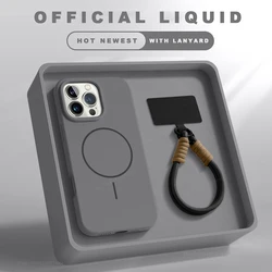 Luxury Magnetic Wireless Charging Lanyard with Silicone Strap Cover - iPhone 12 (Black Titanium)