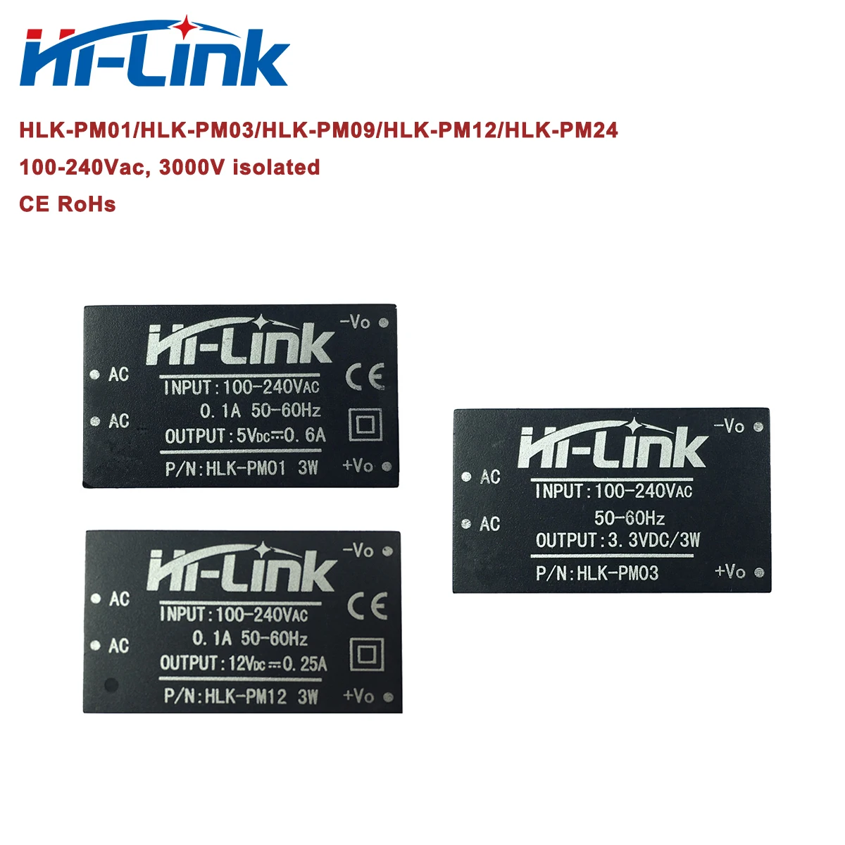HLK-PM01 HLK-PM03 HLK-PM12 AC-DC 220V to 5V/3.3V/12V Mini Intelligent Household Switching Power Supply Module