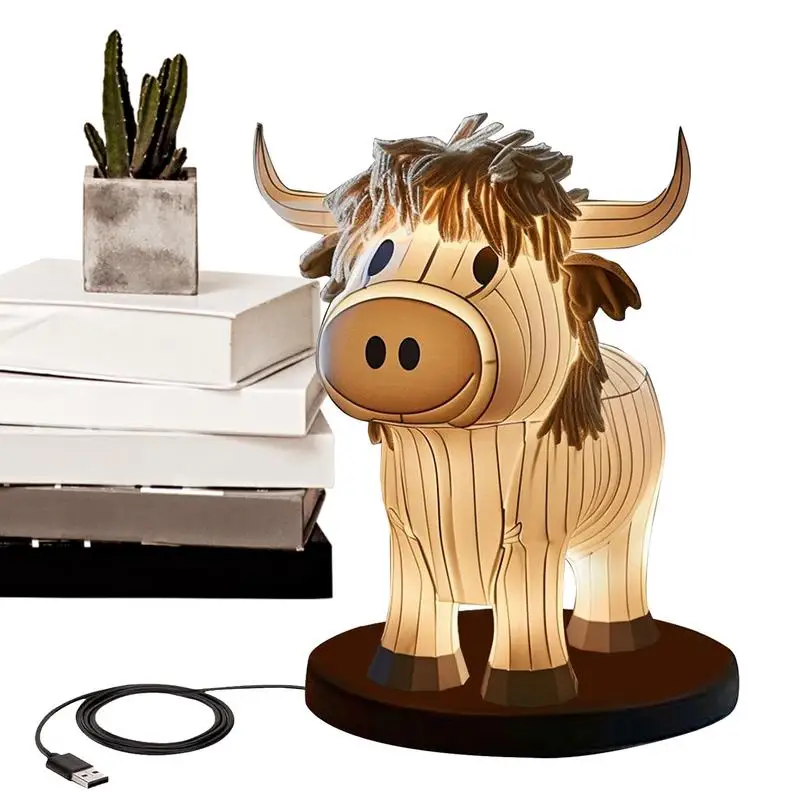 

Highland Cow Led Lamp Vintage Table Lamp Cow Light Nightstand Lamp Table Lamp For Bedroom Western Lamps For Living Room Desk