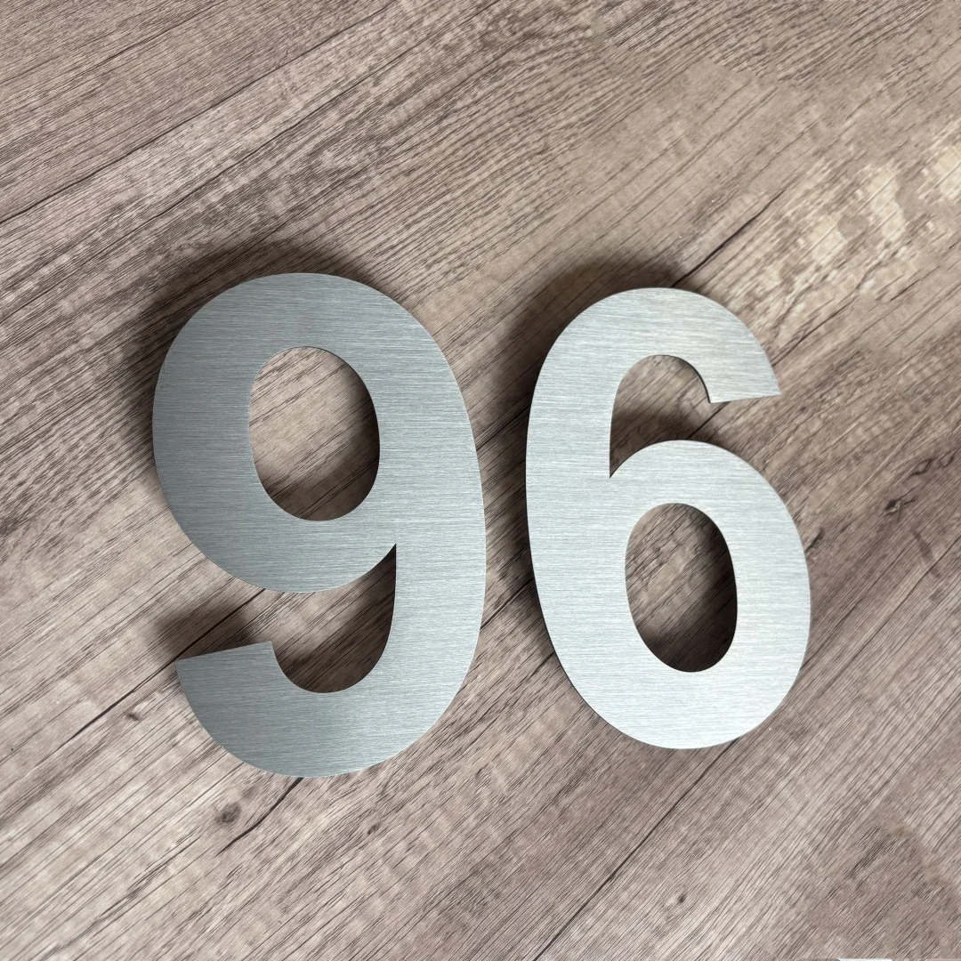 House Number Signs 15/20/25/30cm Stainless Steel House Number Silver Address Sign #0-9 Outdoor Numbers Home