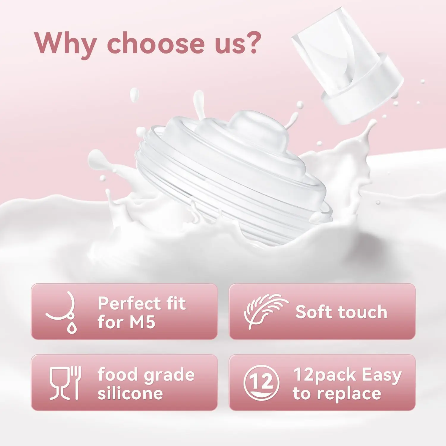 Momcozy M5 Silicone Duckbill Valve And Diaphragm for Breast Pumping Kit-Replacement Parts for Efficient Milk Expression