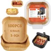 Small Air Fryer Oven 2.1 Qt, 4-in-1 Mini Airfryer, Roast, Reheat, Low-noise & 100 PCS Square Disposable Paper Liners, Non-Stick 4