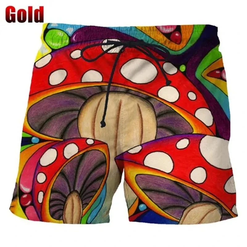 Funny Dazzle Mushroom Shorts Men Summer Beach Short Pants Hawaii Swimming Trend Swim Trunks Women Cool Ice 3