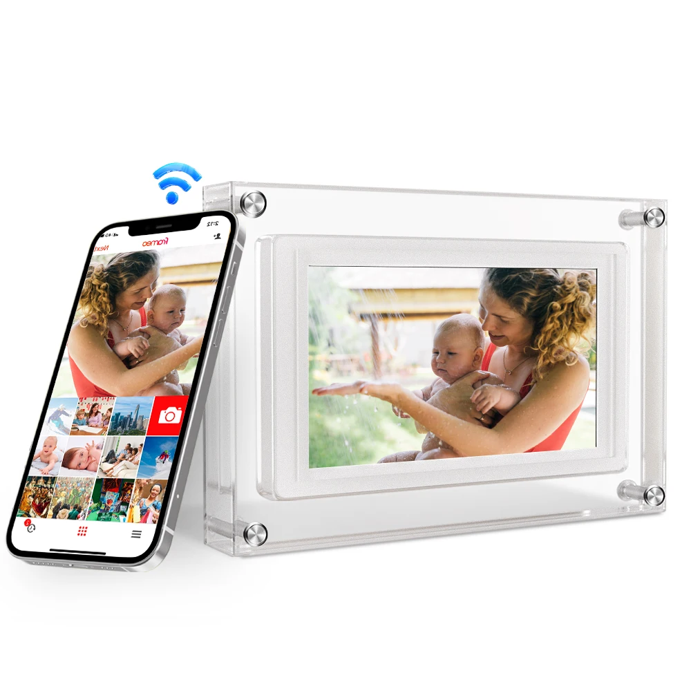 5 Inch WiFi Cloud Touch Digital Picture Frame 1280 x720 IPS HD Cloud Smart Digital Photo Frame,32GB Storage USB Auto Rotation