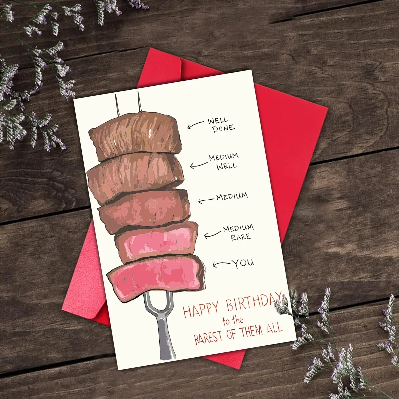 재미있는 바베큐 고기 꼬치 테마 생일 카드, 좋은 친구, 가족 및 동료가 가장 좋은 생일 카드, 1 개