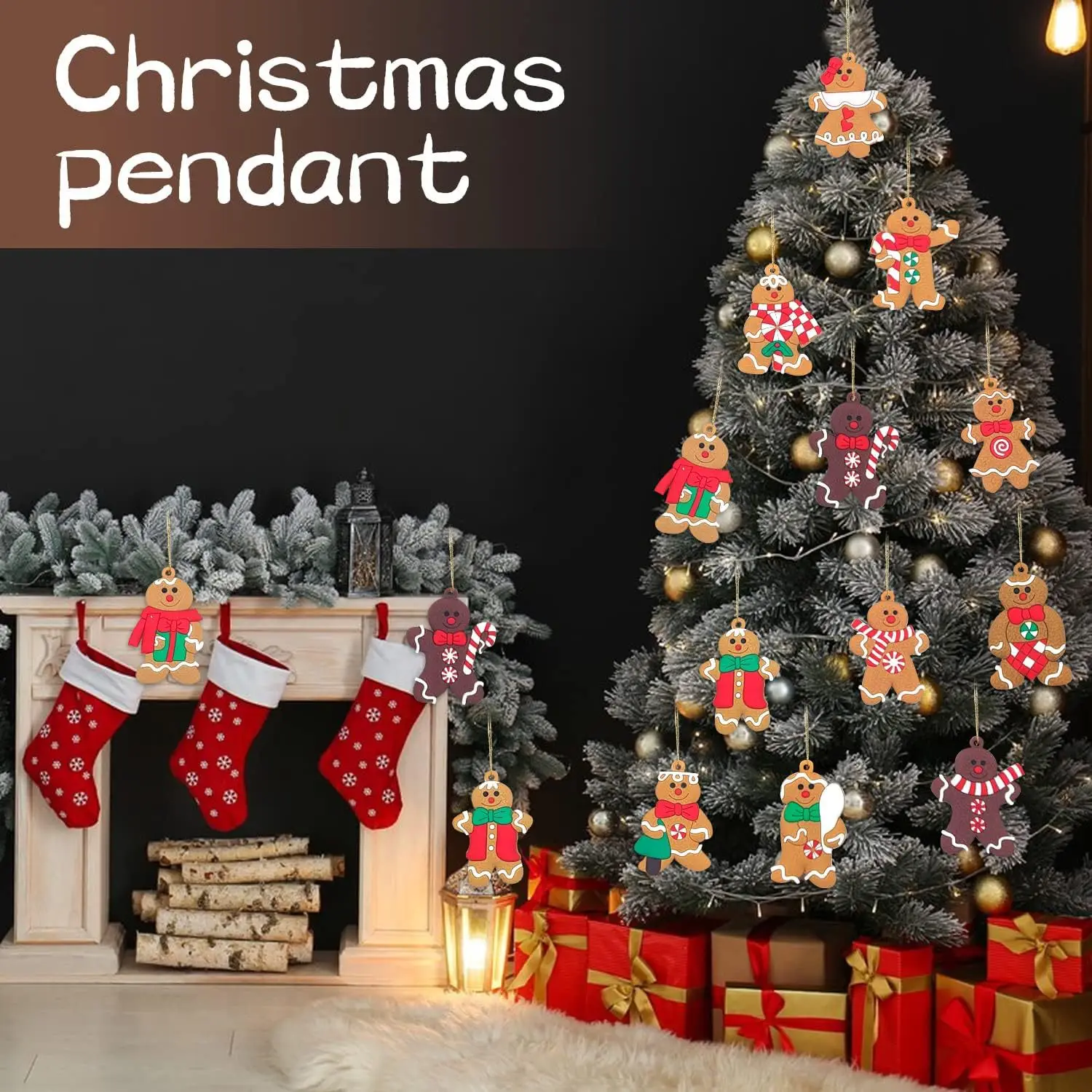 Gingerbread Man Ornaments for Christmas Tree Gingerbread Figurines Pendants Ornaments New Year Tree Hanging Decorations